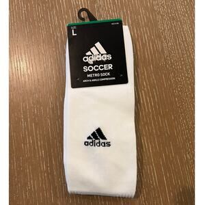 Adidas Metro Soccer White Lightweight Socks Arch Ankle Compression 1-Pair Large